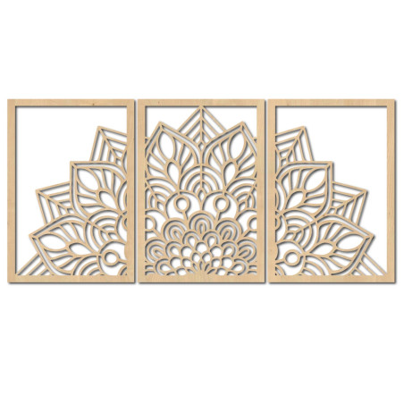 Modern black mandala and wooden clock: Stylish harmony for your home.