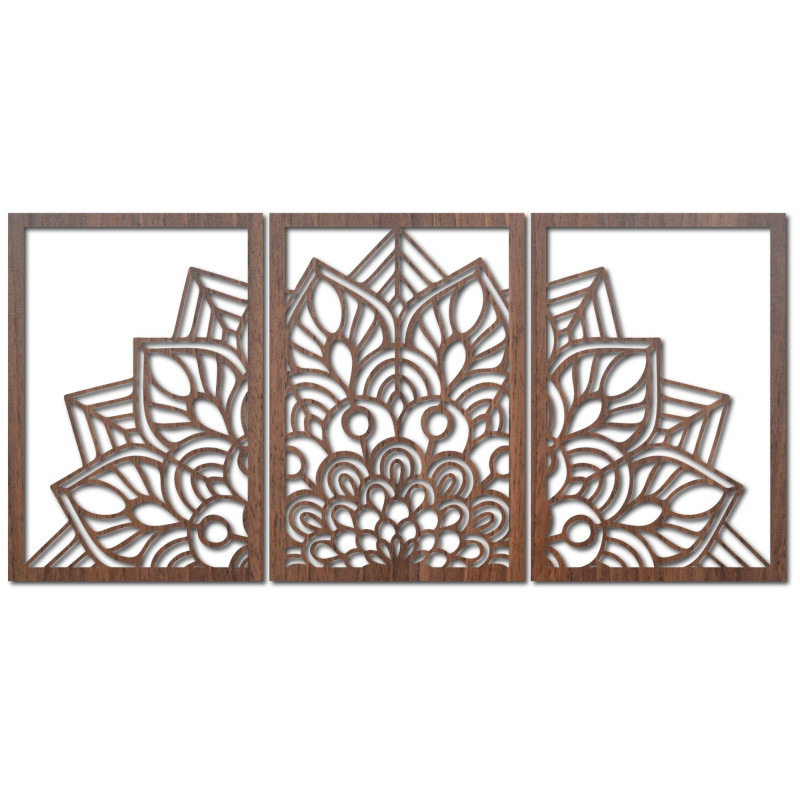 Modern black mandala and wooden clock: Stylish harmony for your home.