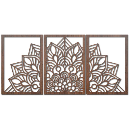 Modern black mandala and wooden clock: Stylish harmony for your home.