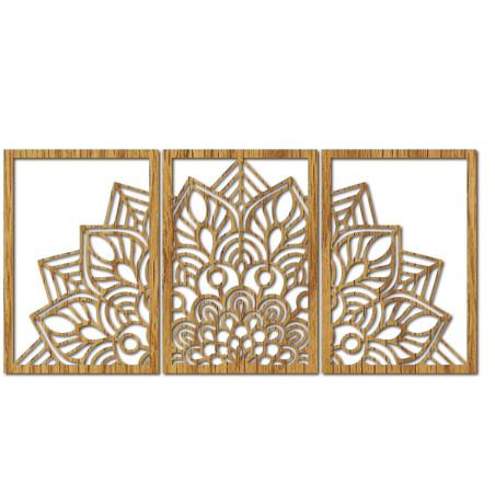 Harmonious black mandala and wooden clock. A perfect addition to any room.