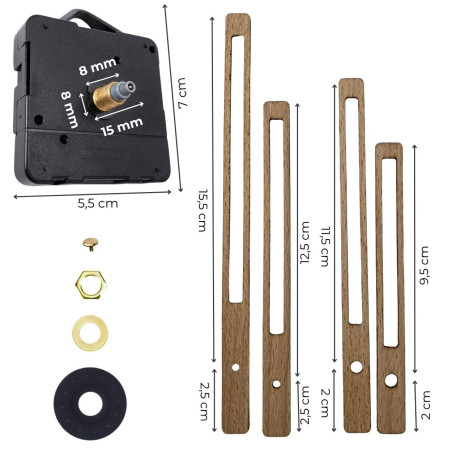 copy of Black wooden clock hands made of beech veneer