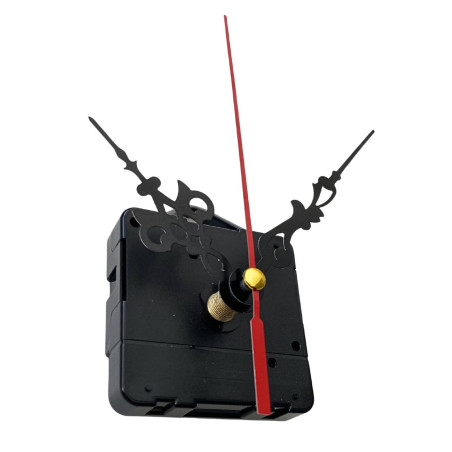 Black aluminum hands with red seconds hand for creative DIY clocks and decorations.