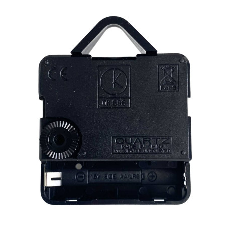 Precise and quiet black aluminum clock hands with red seconds hand and quartz movement.