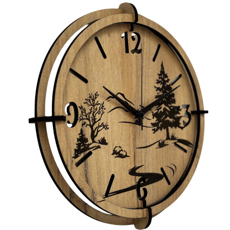 Designer clock with natural scenery and 3D effect
