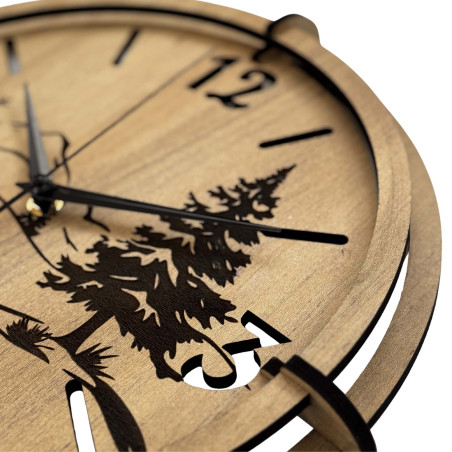 Elegant clock with a motif of trees and a winding river