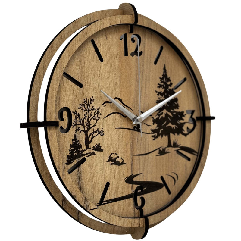 Designer clock with natural scenery and 3D effect