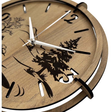Elegant clock with a motif of trees and a winding river