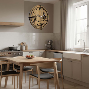 Wooden wall clock with nature motif | Gold Oak 2