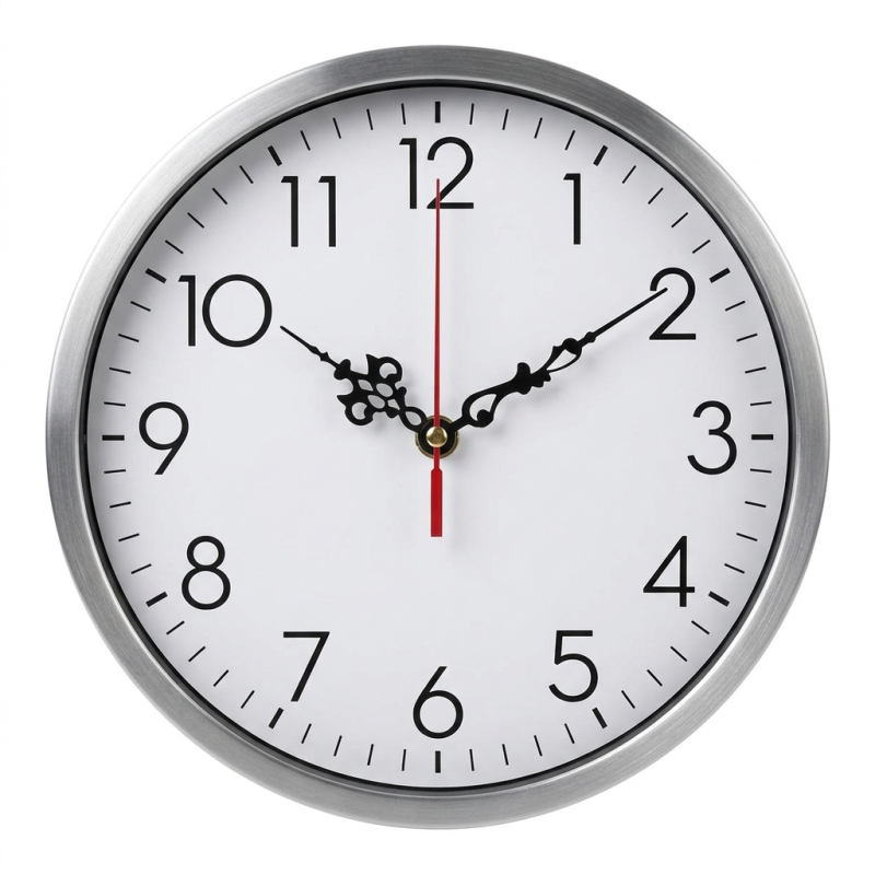 Stylish black aluminum hands with a red seconds hand suitable for a modern interior.