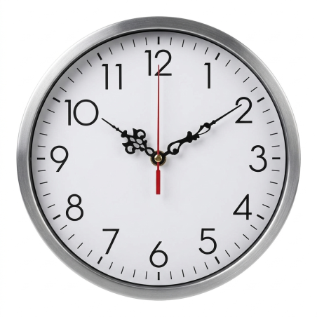 Stylish black aluminum hands with a red seconds hand suitable for a modern interior.