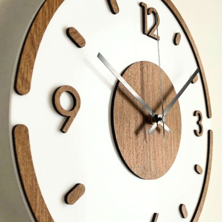 Wall clock Modern Wood & White – 3D Oak decor
