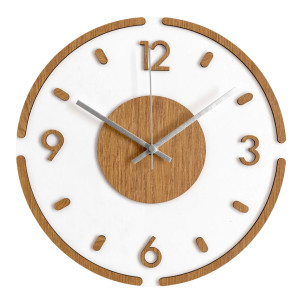 Wall clock Modern Wood & White – 3D Oak decor 2