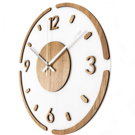 Wall clock Modern Wood & White – 3D Oak decor