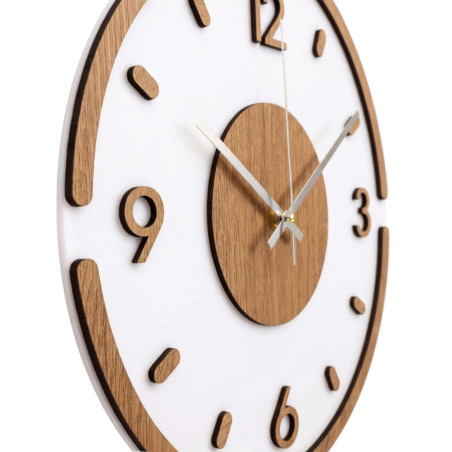 Wall clock Modern Wood & White – 3D Oak decor
