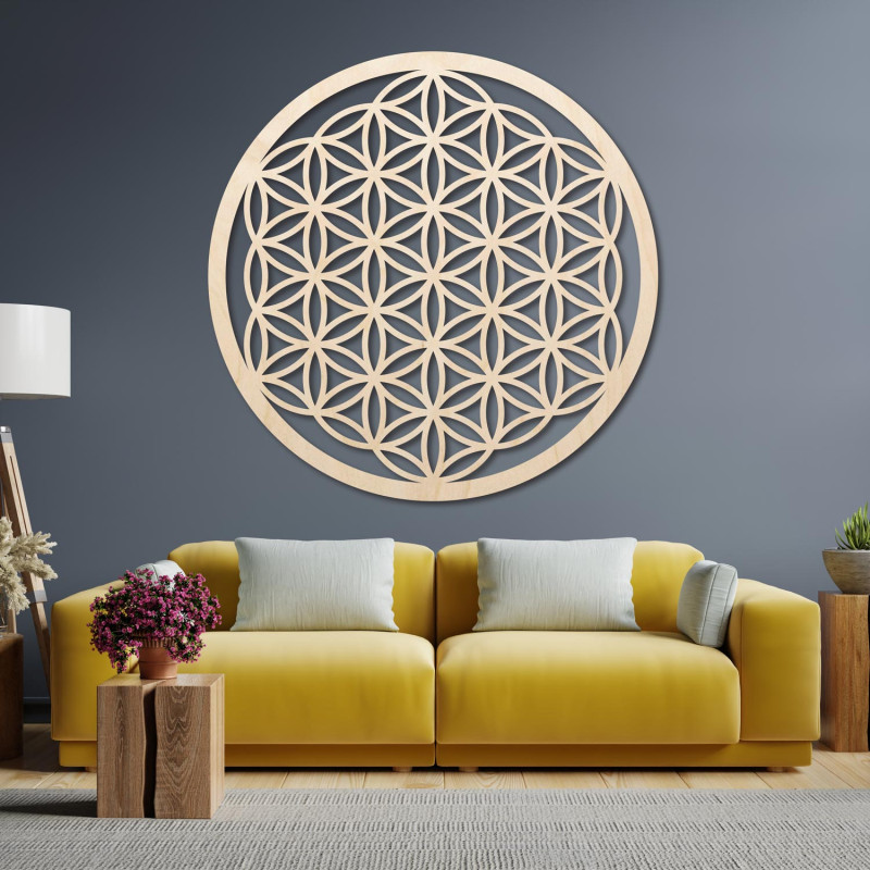 Wooden wall decoration Flower of Life sacred...