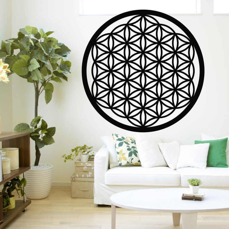 Wooden wall decoration Flower of Life sacred...