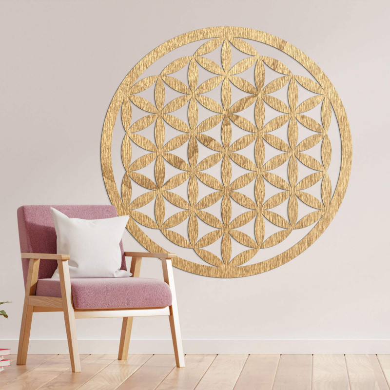 Elegant carved wooden mandala for the wall -...