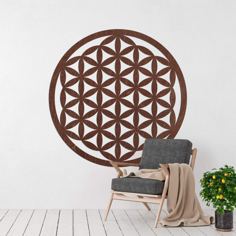 Elegant carved wooden mandala for the wall -...