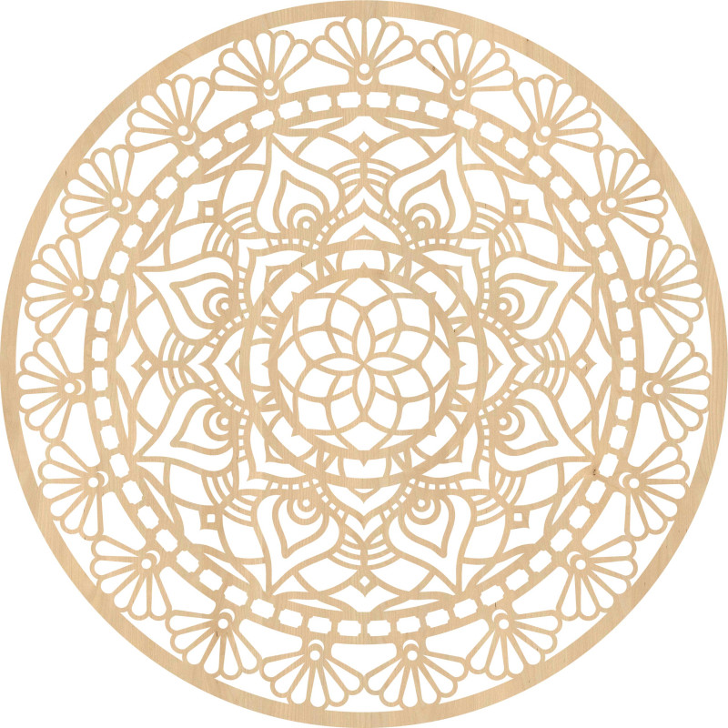 The mandala design is inspired by the ancient symbol of the flower of life, which has appeared in various cultures for centuries