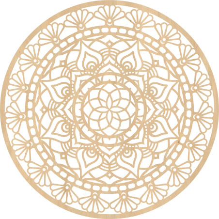 The mandala design is inspired by the ancient symbol of the flower of life, which has appeared in various cultures for centuries
