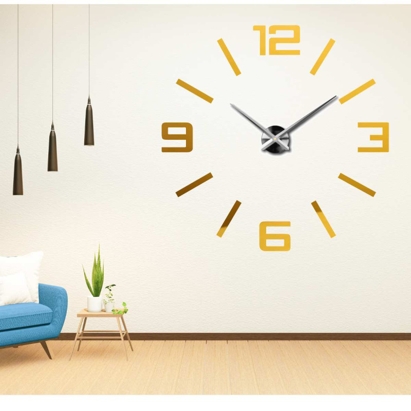 Modern 3D Mirror Wall Clock DIY Home Decor -...