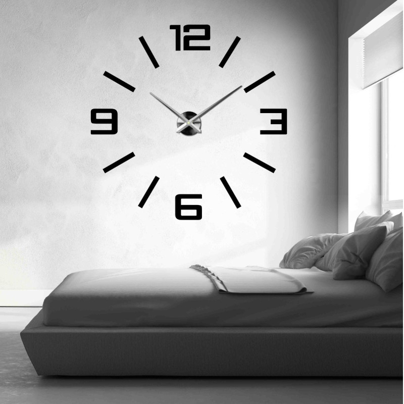 Modern 3D Mirror Wall Clock DIY Home Decor -...