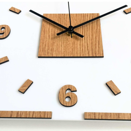 Wall clock white acrylic and oak decor - LONDON