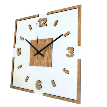 Wall clock white acrylic and oak decor - LONDON