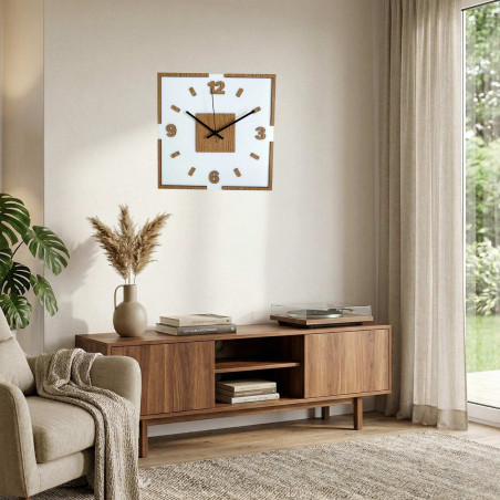 Wall clock white acrylic and oak decor - LONDON