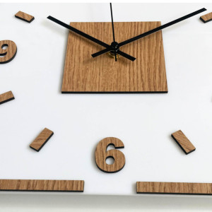 Wall clock white acrylic and oak decor | LONDON 2