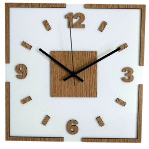 Wall clock white acrylic and oak decor - LONDON