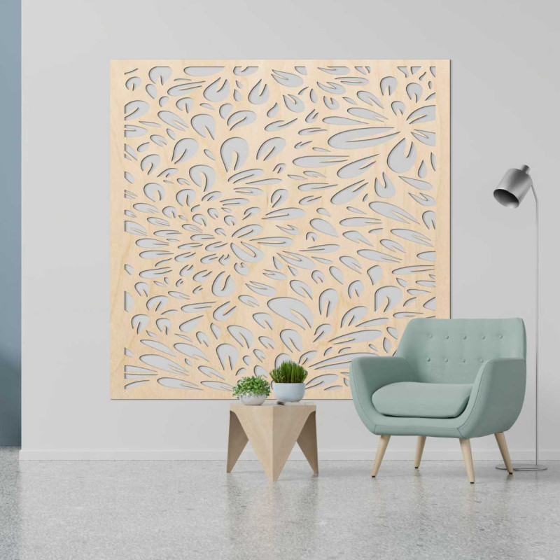 Floral wooden wall panel