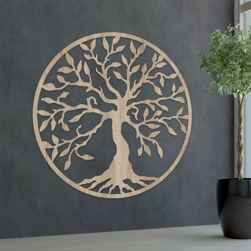 Wooden Tree of Life Wall Art: HDF Wood Panel...
