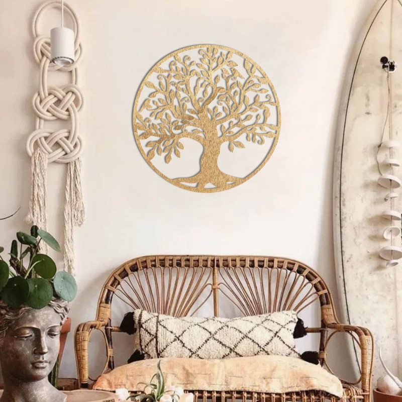 Wooden wall painting of a hundred lives