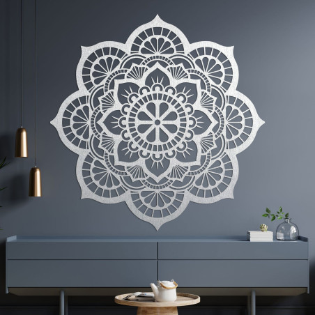 Wooden wall decoration with mandala symbolism lotus flower - MYSTICA