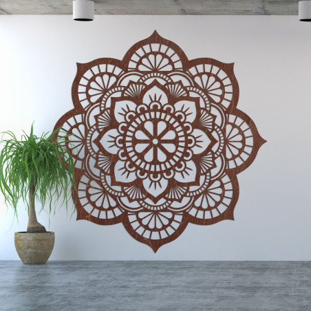 Luxurious wooden mandala for the wall with precise laser cutout