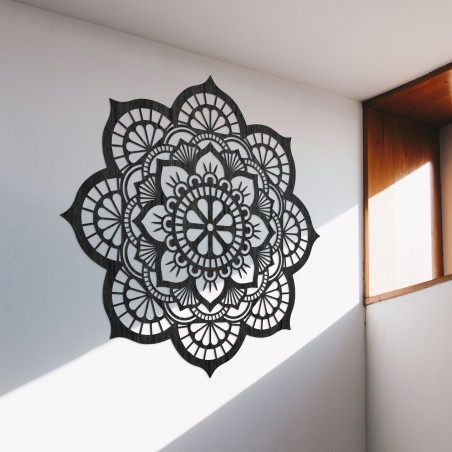 Wooden wall decoration with mandala symbolism lotus flower - MYSTICA