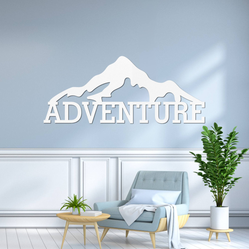 Carved wooden wall painting of a mountain -...