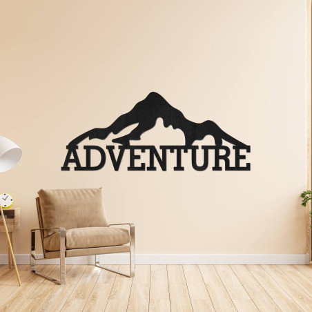 Carved wooden wall painting of a mountain - ADVENTURE