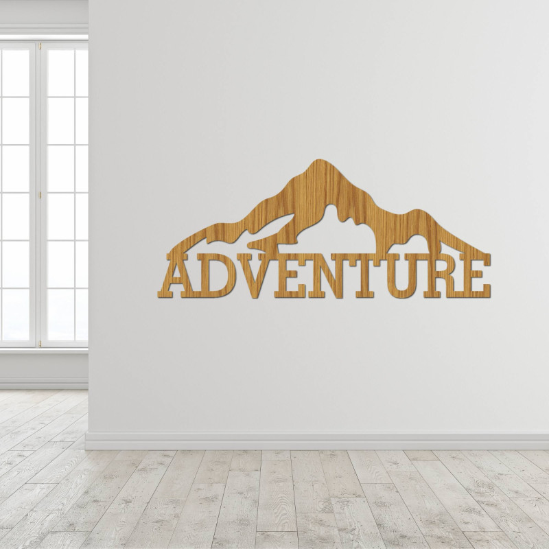 Carved wooden wall painting of a mountain -...