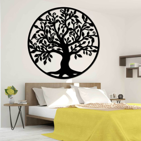 Laser-carved tree in a circle as an elegant wall decoration