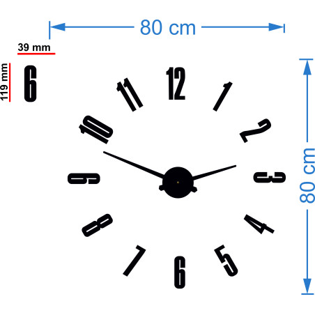 Modern adhesive wall clock for the living room