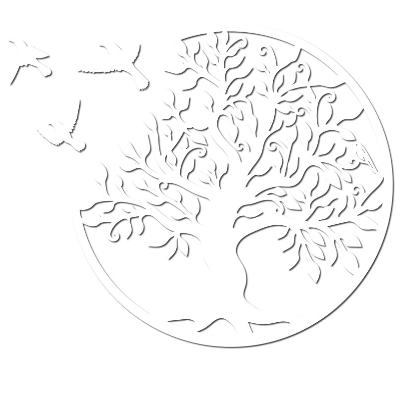 Tree of Life Wooden Wall Art with Birds | Round...