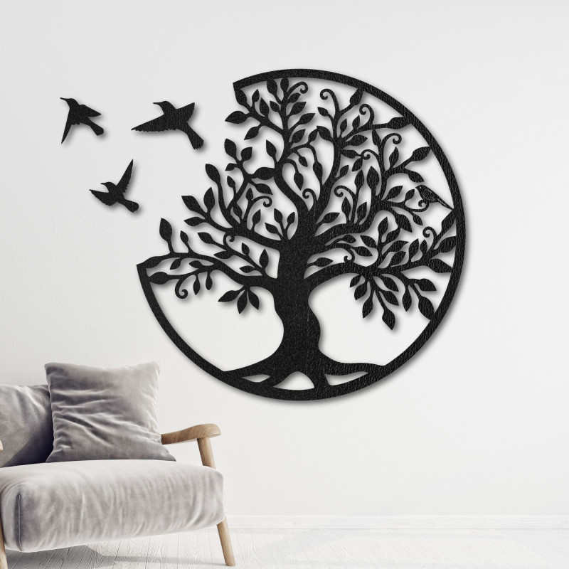 Wooden wall decoration Tree of Life with birds - a symbol of balance, peace and the power of nature.