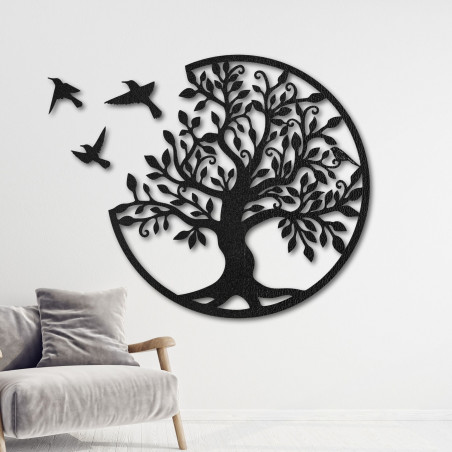 Wooden wall decoration Tree of Life with birds - a symbol of balance, peace and the power of nature.