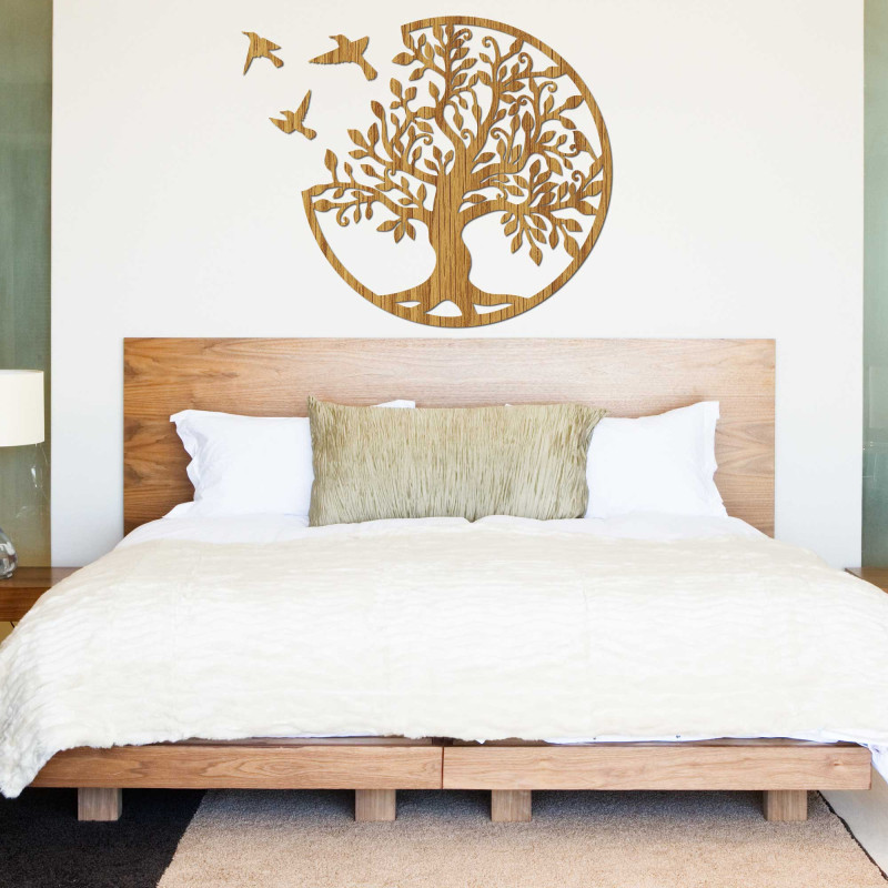 Wooden wall decoration Tree of Life with birds - a symbol of balance, peace and the power of nature.