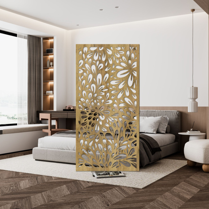 Stylish wooden wall decoration for a modern interior