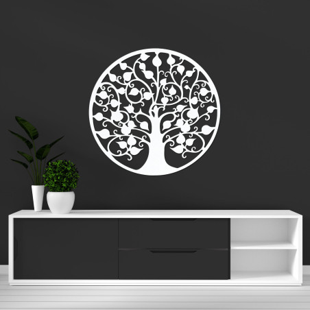 Round wooden decoration with a tree of life for the wall