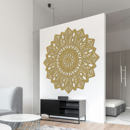 Wooden sun mandala as a stylish wall decoration