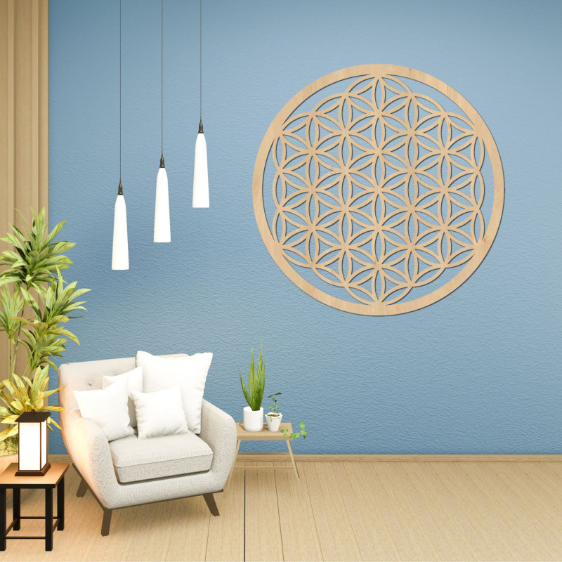 Stylish wooden mandala Flower of Life for interior decoration